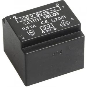 PCB mount transformer 1 x 230 V 2 x 12 V AC 0.50 VA 20 mA