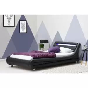 Crazypricebeds - Barcelona Black Faux Leather LED Headboard Single Bed Frame 3ft - Black