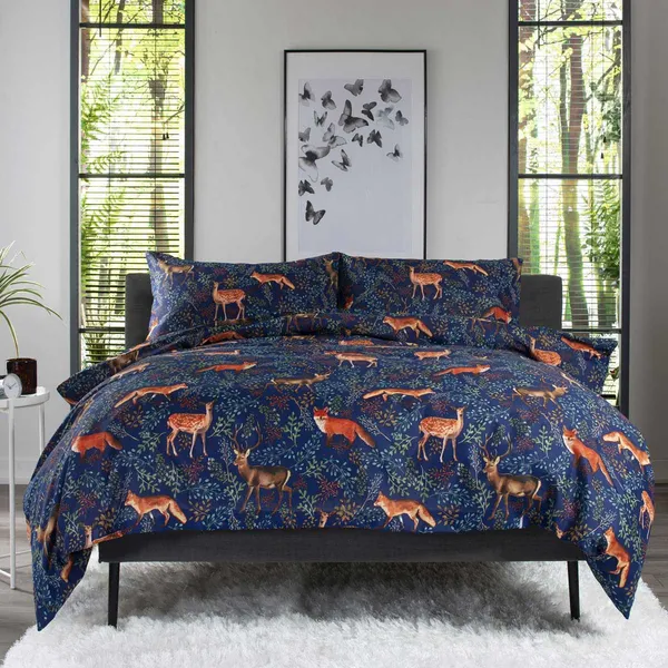 Deyongs Fox And Deer Navy Double Duvet Set 11011402