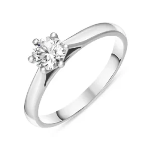 Platinum 0.50ct Diamond Round Brilliant Cut Six Claw Wed Fit Solitaire Ring