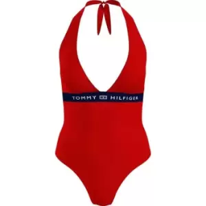 Tommy Bodywear Halter One Piece Swimsuit - Red