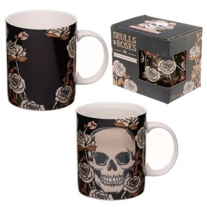 Skulls and Roses Heat Colour Changing New Bone China Mug