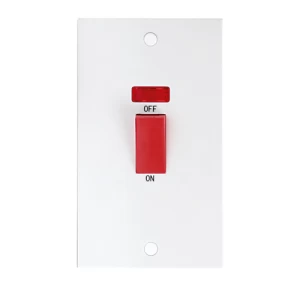 KnightsBridge 45A White 2G DP 230V Electric Cooker Wall Plate Switch With Neon