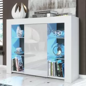 Modern Sideboard Display Cabinet Cupboard tv Stand Living Room High Gloss Doors - White - White