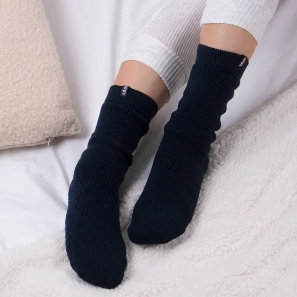 totes Recycled 3.0 Tog Thermal Original Slipper Socks, Size: UK Adults Size 4-8 Navy