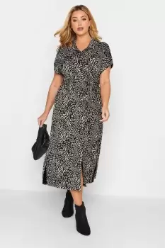 Animal Print Polo Neck Maxi Dress