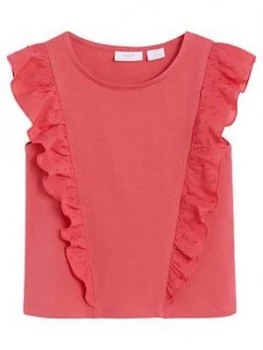 Mango Girls Ruffle Sleeveless Top - Coral