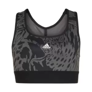 adidas AEROREADY Sport Icon Animal Print Sports Bra Kids - Grey Six / Black / White