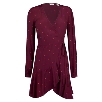 Jack Wills Hartland Heart Print Wrap Mini Dress - Plum