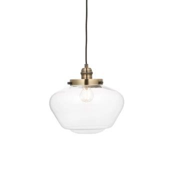 Finale Pendant Ceiling Light Antique Brass Plate & Clear Glass