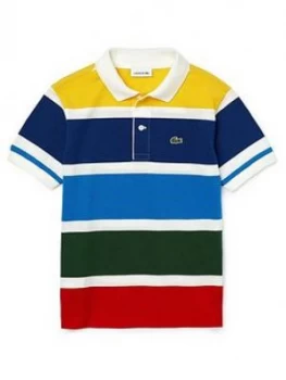 Lacoste Boys Short Sleeve Multi Stripe Polo - Multi, Size 10 Years