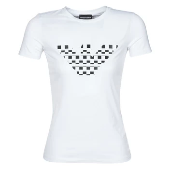 Emporio Armani Check Logo T-Shirt White Size L Women