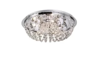 Cosmos Flush Ceiling 5 Light Polished Chrome, Crystal