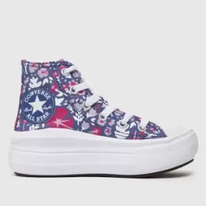 Converse Multi Hi Floral Print Platform Girls Junior Trainers