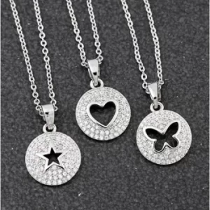 Stylish Cut Out Pave Platinum Plated Necklace