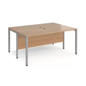 Office Desk 2 Person Rectangular Desk 1600mm Beech Tops With Silver Frames 1200mm Depth Maestro 25