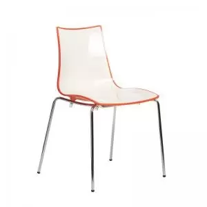 Gecko shell dining stacking chair with chrome legs - orange