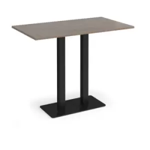 Eros rectangular poseur table with flat Black rectangular base and twin uprights 1400mm x 800mm - barcelona walnut