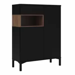 Roomers Sideboard 2 Drawers 1 Door In Black And Walnut