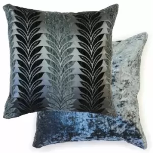 Emma Barclay Willow Leaf Geometric Cut Chenille Cushion Cover, Charcoal, 43 x 43 Cm