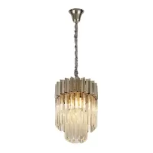 Luminosa Pendant Round 4 Light E14, Polished Nickel, Clear Glass