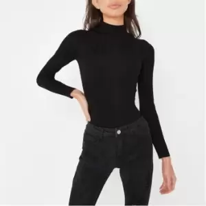 Missguided Petite Extreme Rib High Neck Body - Black