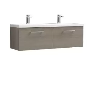 Nuie Arno 1200mm Wall Hung 2 Drawer Vanity & Double Ceramic Basin Solace Oak