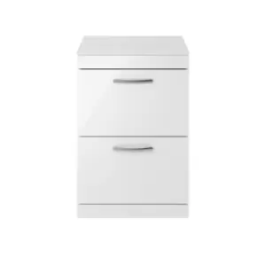 Nuie Athena 600 Floor Standing 2-drawer Vanity & Worktop - Gloss White