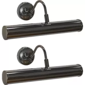 Minisun - 2 x Traditional Indoor Picture Wall Light Fittings - Black - No Bulb