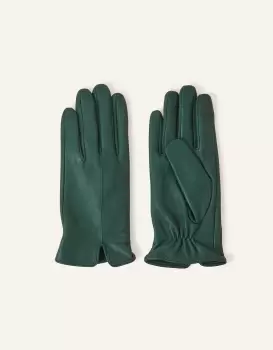 Accessorize Touch Screen Leather Gloves Green