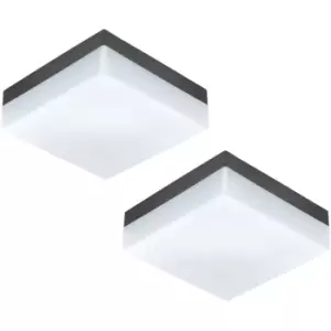 2 PACK IP44 Outdoor Wall Light Anthracite Plastic 8.2W LED Porch Lamp