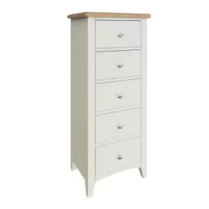 Kettle Interiors Two Tone Oak & White 5 Drawer Narrow Chest