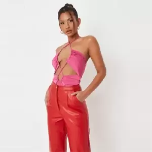 Missguided Extreme Cut Out Halter Bodysuit - Pink