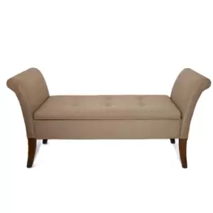 FWStyle Storage Window Seat In Brown Linen Fabric