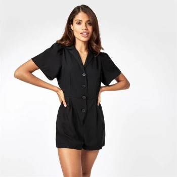 Jack Wills Naomi Tencel Button Through Playsuit - Black