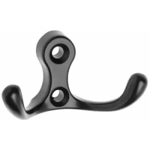 GTV - Small Double Coat Hanger Hook Door Wall Bath CK24 Model - Colour Black - Pack of 50