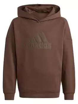 adidas Sportswear Unisex Junior Future Icons Badge Of Sport Logo Hoodie - Brown, Size 9-10 Years