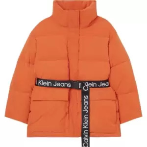 Calvin Klein Jeans Soft Touch Belted Puffer - Orange