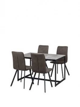 Julian Bowen Staten 120 Cm Dining Table + 4 Monroe Chairs