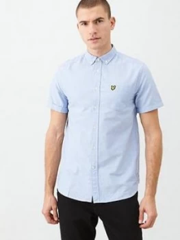 Lyle & Scott Short Sleeved Oxford Shirt - Light Blue, Riviera, Size L, Men