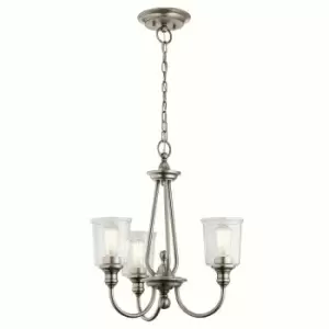 Loops - 3 Bulb Chandelier Hanging Pendant LIght Classic Pewter LED E27 60W Bulb