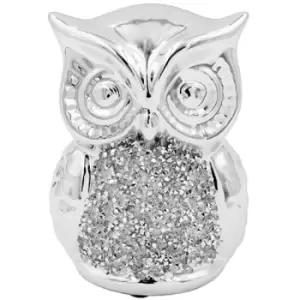 Large Silver Sparkle Owl Figurine