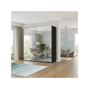 Etna Modern Bedroom full mirror Sliding Double Door Wardrobe 150cm - Black