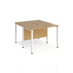 Office Desk 2 Person Rectangular Desk 1000mm Oak Tops With White Frames 1200mm Depth Maestro 25