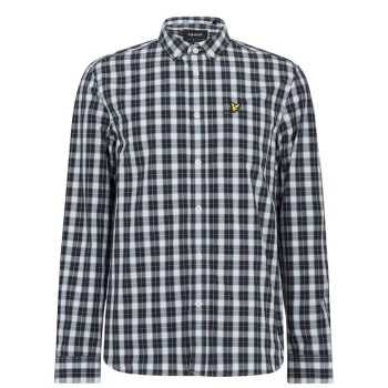 Lyle and Scott Poplin Check Shirt - Black/ Ice W625