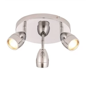 LED 3 Light Bathroom Spotlight Chrome, Glass IP44, GU10