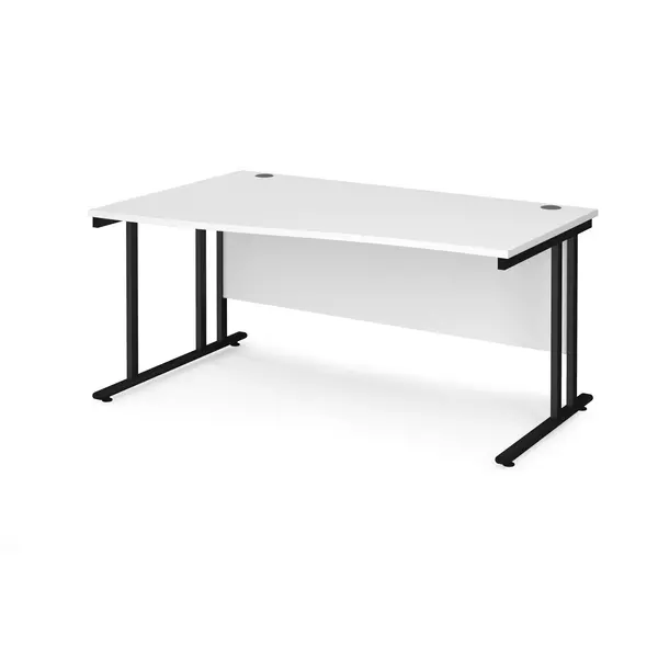 Maestro 25 Wave Desk Black Frame and White Table Top - Left Hand - 1600mm