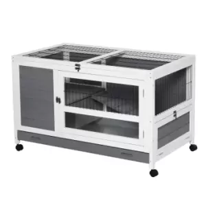 PawHut Wooden Elevated Rabbit Hutch - Grey