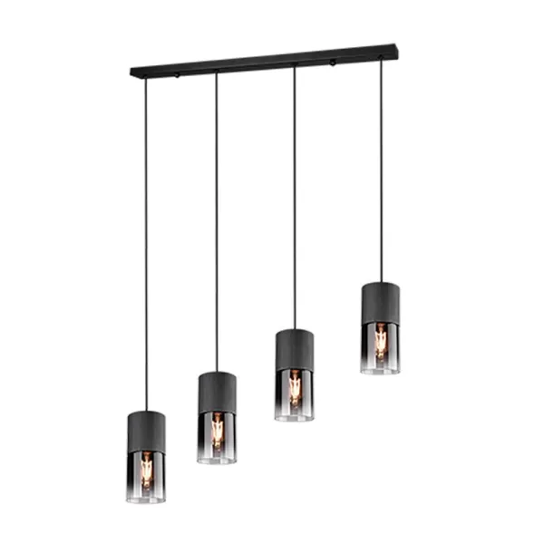 Robin Modern 4 Light Bar Pendant Ceiling Light Black Matt