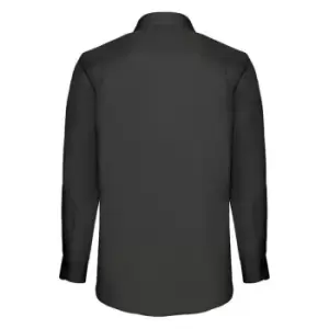 Fruit Of The Loom Mens Long Sleeve Poplin Shirt (2XL) (Black)